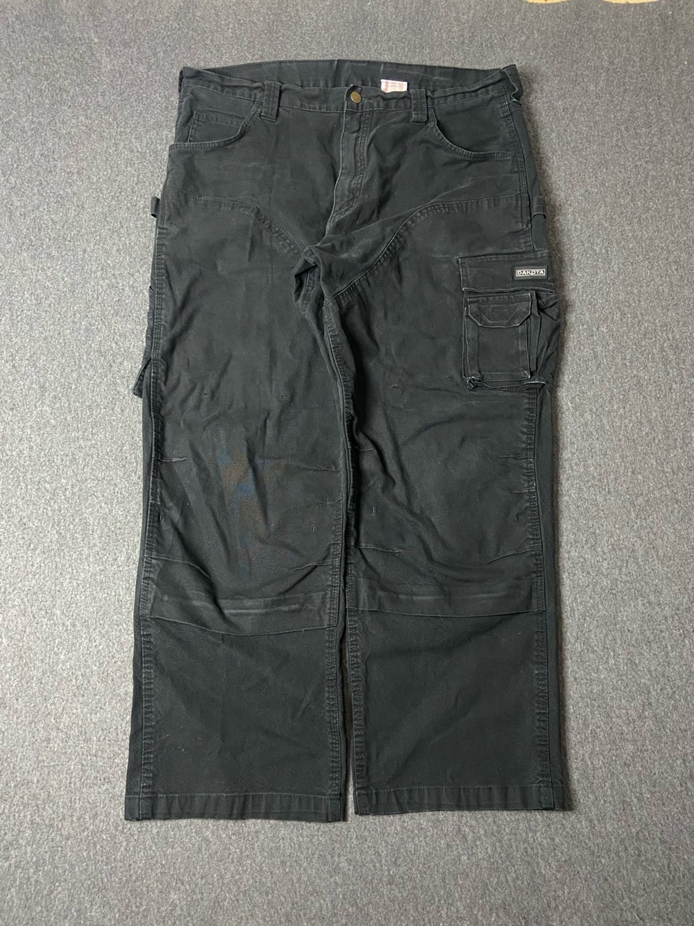 Dakota Workwear Cargo Pants Mens 40x30 Black Double Knee Utility Work Pants⁠